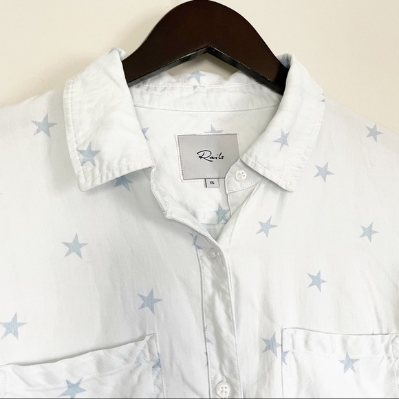 RAILS Carter Button Up White Wash Star Shirt XS - Picture 4 of 7